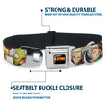 Load image into Gallery viewer, DR. STONE Title Logo Full Color Black/Orange Seatbelt Buckle Collar - Dr. Stone Character Group Faces Close-Up