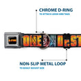 Load image into Gallery viewer, DR. STONE Title Logo Full Color Black/Orange Seatbelt Buckle Collar - DR. STONE Title Logo and Ibarra Senku Split Pose Black