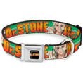 Load image into Gallery viewer, DR. STONE Title Logo Full Color Black/Orange Seatbelt Buckle Collar - DR. STONE Title Logo and Suika Face Close-Up Greens