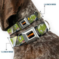 Load image into Gallery viewer, DR. STONE Title Logo Full Color Black/Orange Seatbelt Buckle Collar - DR. STONE Title Logo and Suika Pose Blocks