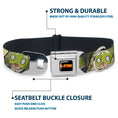 Load image into Gallery viewer, DR. STONE Title Logo Full Color Black/Orange Seatbelt Buckle Collar - DR. STONE Title Logo and Suika Pose Blocks
