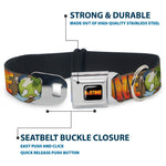 DR. STONE Title Logo Full Color Black/Orange Seatbelt Buckle Collar - DR. STONE Title Logo and Suika Crying Pose Browns