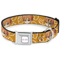 Load image into Gallery viewer, FRUITS BASKET Title Logo Full Color White/Purple Seatbelt Buckle Collar - Fruits Basket Chibi Kyo Soma Face and Kimono Cat Icon Orange/White
