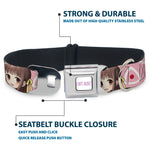 FRUITS BASKET Title Logo Full Color White/Purple Seatbelt Buckle Collar - Fruits Basket Chibi Tohru Honda Face and Kimono Rice Ball Icon Pink/White/Red