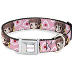 FRUITS BASKET Title Logo Full Color White/Purple Seatbelt Buckle Collar - Fruits Basket Chibi Tohru Honda Face and Kimono Rice Ball Icon Pink/White/Red