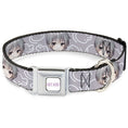 Load image into Gallery viewer, FRUITS BASKET Title Logo Full Color White/Purple Seatbelt Buckle Collar - Fruits Basket Chibi Yuki Soma Face and Kimono Rat Icon Gray/White