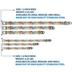 FRUITS BASKET Title Logo Full Color White/Purple Seatbelt Buckle Collar - Fruits Basket Kyo Tohru Yuki Group Pose Greens/Blues