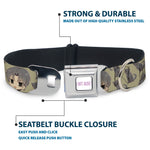 FRUITS BASKET Title Logo Full Color White/Purple Seatbelt Buckle Collar - Fruits Basket Chibi Shigure Soma and Dog Scattered Olive/Gray