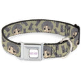Load image into Gallery viewer, FRUITS BASKET Title Logo Full Color White/Purple Seatbelt Buckle Collar - Fruits Basket Chibi Shigure Soma and Dog Scattered Olive/Gray