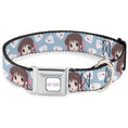 Load image into Gallery viewer, FRUITS BASKET Title Logo Full Color White/Purple Seatbelt Buckle Collar - Fruits Basket Chibi Tohru Honda and Rice Ball Scattered Light Blue