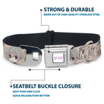 FRUITS BASKET Title Logo Full Color White/Purple Seatbelt Buckle Collar - Fruits Basket Chibi Yuki Soma and Rat Scattered Beige/Gray
