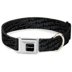 CHARGER Script Emblem Corner Full Color Black/Silver Fade/White Seatbelt Buckle Collar - CHARGER Script Emblem Repeat Black/Grays
