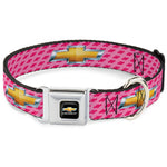 Chevy Bowtie Full Color Black Gold Seatbelt Buckle Collar - Chevy Gold Bowtie w/Logo PINK