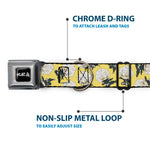 Hell's Paradise Kanji Title Logo Full Color Black/White Seatbelt Buckle Collar - Hell's Paradise Chibi Gabimaru Poses Scattered Yellow