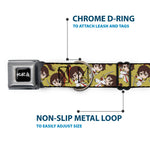 Hell's Paradise Kanji Title Logo Full Color Black/White Seatbelt Buckle Collar - Hell's Paradise Chibi Sagiri Sword Poses Scattered Golden Yellow