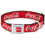 COCA-COLA Script Logo Full Color Red/White Seatbelt Buckle Collar - COCA-COLA Script Logo Red/White