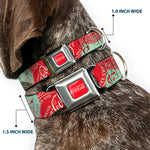 DRINK COCA-COLA Logo Full Color Red/White Seatbelt Buckle Collar - DRINK COCA-COLA Coke Patches Stacked Reds/Multi Color