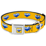 FANTA Logo Full Color Pineapple Yellow/Blue/White Seatbelt Buckle Collar - FANTA Logo Pineapple Yellow/Blue/White