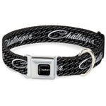 CHALLENGER Script Black Silver Seatbelt Buckle Collar - CHALLENGER Repeat w/Text Black/White