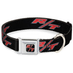 Dodge Challenger R/T Emblem Full Color Black/White/Red Seatbelt Buckle Collar - Dodge Challenger R/T Emblem Repeat Black/Blue/White/Red
