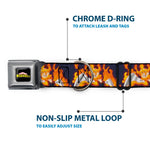 MY HERO ACADEMIA Title Logo Full Color Black Seatbelt Buckle Collar - My Hero Academia Flame Hero Endeavor Pose Blue