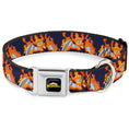 Load image into Gallery viewer, MY HERO ACADEMIA Title Logo Full Color Black Seatbelt Buckle Collar - My Hero Academia Flame Hero Endeavor Pose Blue