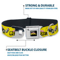 Load image into Gallery viewer, MY HERO ACADEMIA Title Logo Full Color Black Seatbelt Buckle Collar - MY HERO ACADEMIA Character Trio Pose and Title Logo Yellow