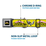 MY HERO ACADEMIA Title Logo Full Color Black Seatbelt Buckle Collar - MY HERO ACADEMIA Character Trio Pose and Title Logo Yellow