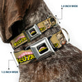 Load image into Gallery viewer, MY HERO ACADEMIA Title Logo Full Color Black Seatbelt Buckle Collar - MY HERO ACADEMIA Character Trio Pose and Title Logo Tan