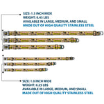 MY HERO ACADEMIA Title Logo Full Color Black Seatbelt Buckle Collar - MY HERO ACADEMIA Character Trio Pose and Title Logo Tan