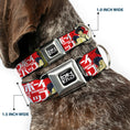 Load image into Gallery viewer, COWBOY BEBOP Title Logo Full Color Black/White Seatbelt Buckle Collar - COWBOY BEBOP Spike and Faye Back to Back Pose and Title Logo Red/White
