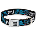 Load image into Gallery viewer, COWBOY BEBOP Title Logo Full Color Black/White Seatbelt Buckle Collar - COWBOY BEBOP Title Logo and Character Blocks Black/Blues
