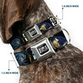 Load image into Gallery viewer, COWBOY BEBOP Title Logo Full Color Black/White Seatbelt Buckle Collar - COWBOY BEBOP Spike and Vicious Pose and Title Logo Black/Blues