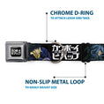 Load image into Gallery viewer, COWBOY BEBOP Title Logo Full Color Black/White Seatbelt Buckle Collar - COWBOY BEBOP Spike and Vicious Pose and Title Logo Black/Blues