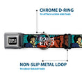 Load image into Gallery viewer, COWBOY BEBOP Title Logo Full Color Black/White Seatbelt Buckle Collar - COWBOY BEBOP Spike and Faye Brick Pose and Title Logo Blues/Reds