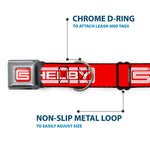 Carroll Shelby CS Racing Logo Full Color Red/White Seatbelt Buckle Collar - Carroll Shelby CS SHELBY Racing Logo Block Red/White