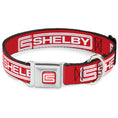 Load image into Gallery viewer, Carroll Shelby CS Racing Logo Full Color Red/White Seatbelt Buckle Collar - Carroll Shelby CS SHELBY Racing Logo Block Red/White