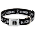 Load image into Gallery viewer, SHELBY Super Snake Cobra Split Full Color Black/White Seatbelt Buckle Collar - SHELBY Box Logo and Super Snake Cobra Black/White