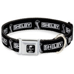 SHELBY Super Snake Cobra Split Full Color Black/White Seatbelt Buckle Collar - SHELBY Box Logo and Super Snake Cobra Black/White