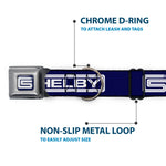 Carroll Shelby CS Racing Logo Full Color Navy/White Seatbelt Buckle Collar - Carroll Shelby CS SHELBY Racing Logo Block Navy/White