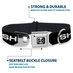 SHELBY Tiffany Split Full Color Black/White Seatbelt Buckle Collar - SHELBY Text Only Black/White