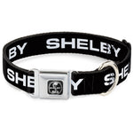 SHELBY Tiffany Split Full Color Black/White Seatbelt Buckle Collar - SHELBY Text Only Black/White