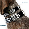 Load image into Gallery viewer, SHELBY Tiffany Split Full Color Black/White Seatbelt Buckle Collar - SHELBY 60 YEARS SINCE 1962 Checker Black/White