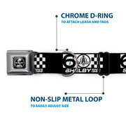 SHELBY Tiffany Split Full Color Black/White Seatbelt Buckle Collar - SHELBY 60 YEARS SINCE 1962 Checker Black/White