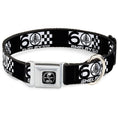 Load image into Gallery viewer, SHELBY Tiffany Split Full Color Black/White Seatbelt Buckle Collar - SHELBY 60 YEARS SINCE 1962 Checker Black/White