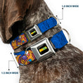 Load image into Gallery viewer, CatDog Stretch/CATDOG Logo Seatbelt Buckle Collar - CatDog Hanging Out Poses Blue