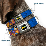 CatDog Stretch/CATDOG Logo Seatbelt Buckle Collar - CatDog Hanging Out Poses Blue