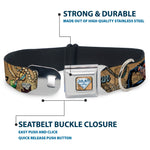 Catwoman Diamond Full Color Tans Seatbelt Buckle Collar - CATWOMAN-NINE LIVES OF A FELINE FATALE Pose2/Jewelry/Black Cat Tans