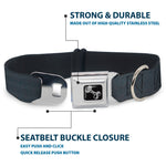 Dog Bone Black/Silver Seatbelt Buckle Collar - Black Panel