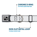 Dog Bone Seatbelt Buckle Collar - White